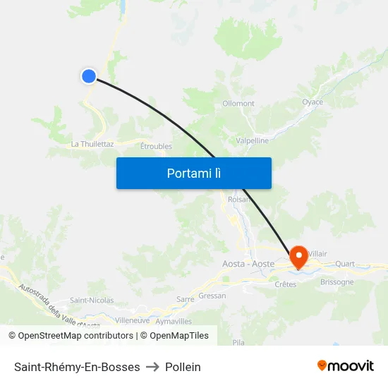 Saint-Rhémy-En-Bosses to Pollein map