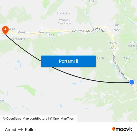 Arnad to Pollein map