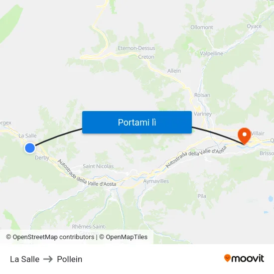 La Salle to Pollein map