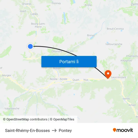 Saint-Rhémy-En-Bosses to Pontey map