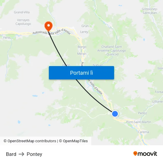 Bard to Pontey map
