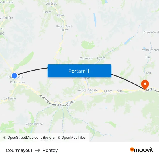 Courmayeur to Pontey map