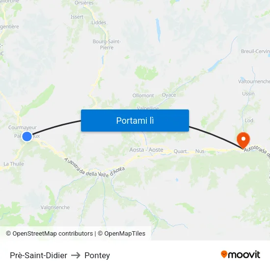 Prè-Saint-Didier to Pontey map