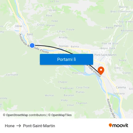 Hone to Pont-Saint-Martin map