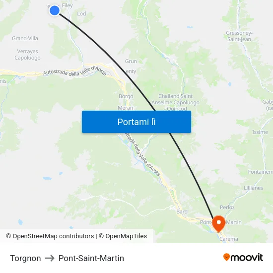 Torgnon to Pont-Saint-Martin map