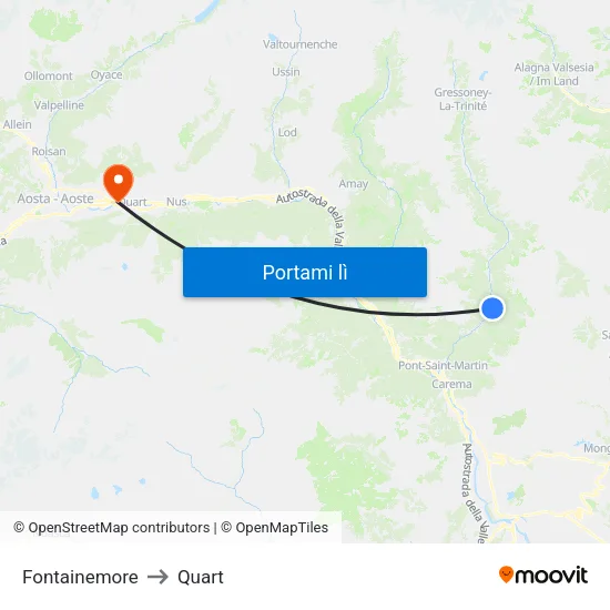 Fontainemore to Quart map