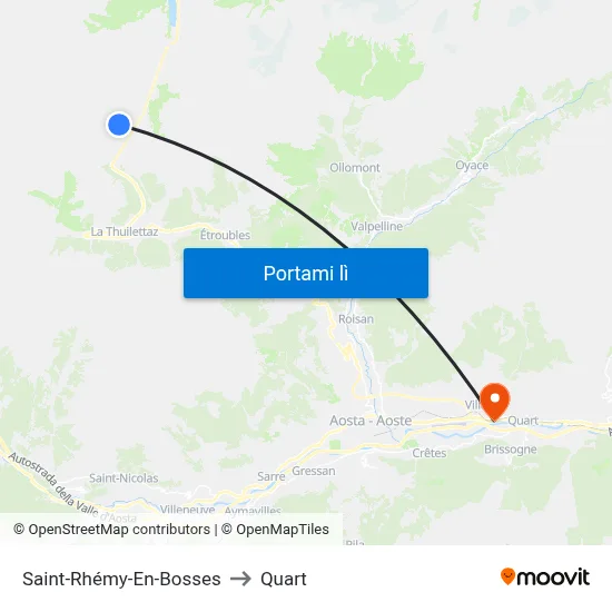 Saint-Rhémy-En-Bosses to Quart map