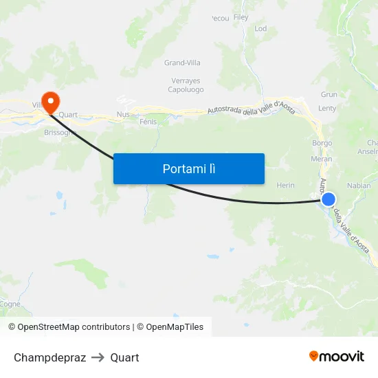 Champdepraz to Quart map