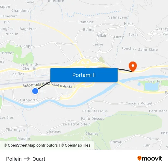 Pollein to Quart map