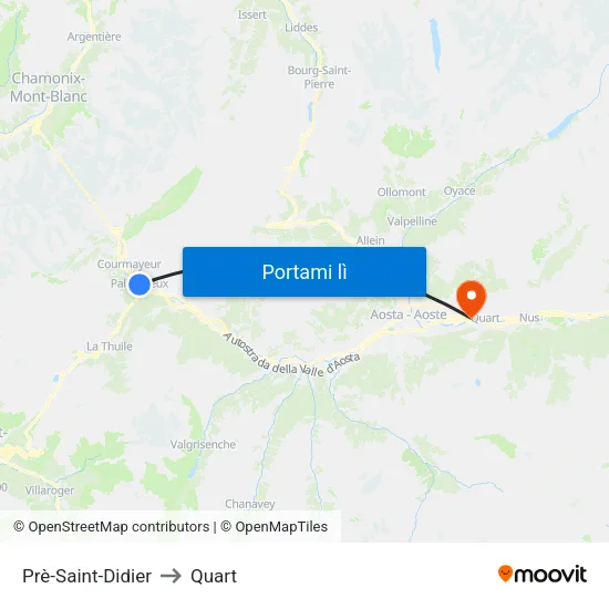 Prè-Saint-Didier to Quart map