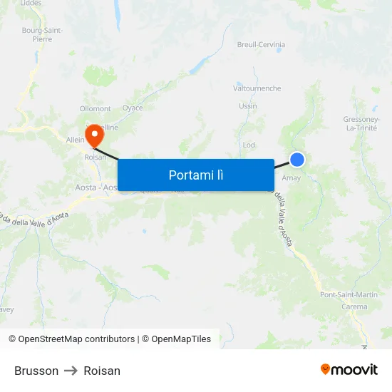 Brusson to Roisan map