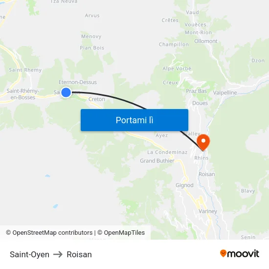 Saint-Oyen to Roisan map