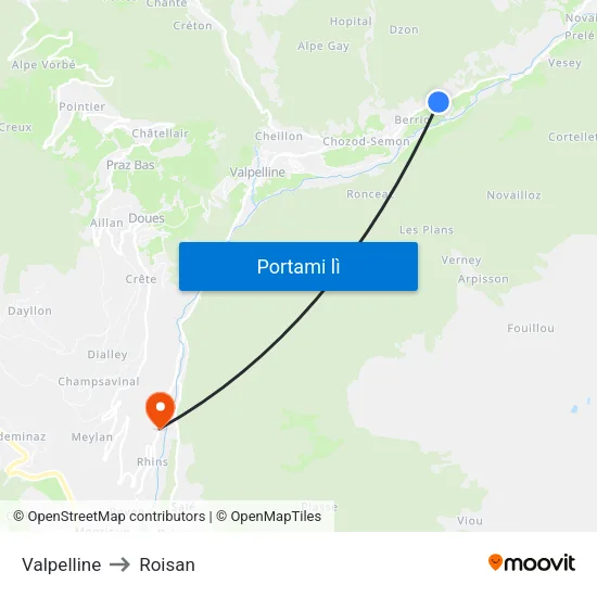 Valpelline to Roisan map