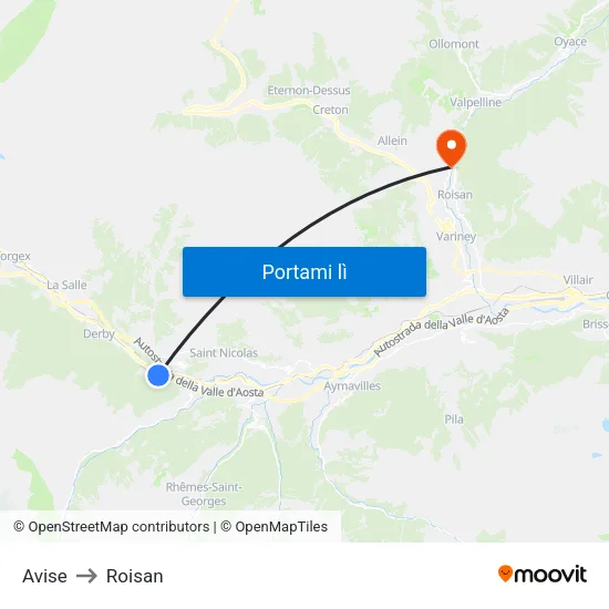 Avise to Roisan map