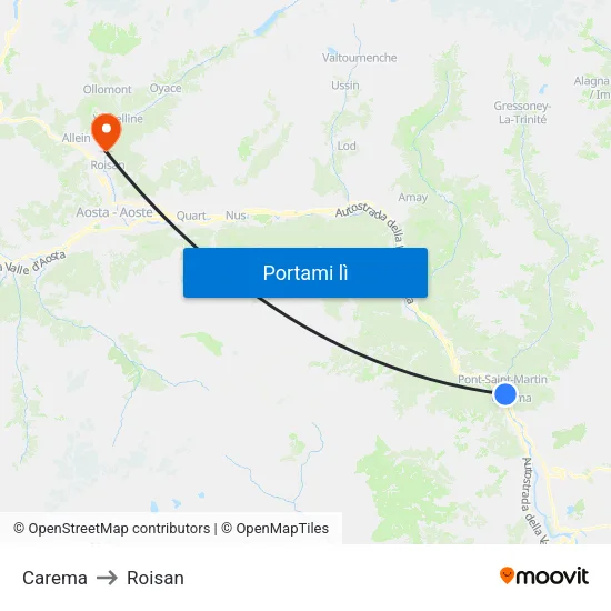 Carema to Roisan map