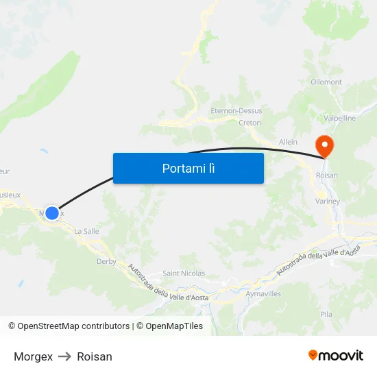 Morgex to Roisan map