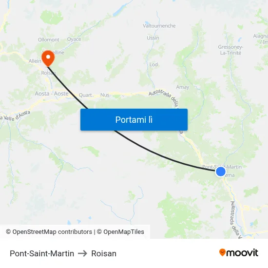 Pont-Saint-Martin to Roisan map