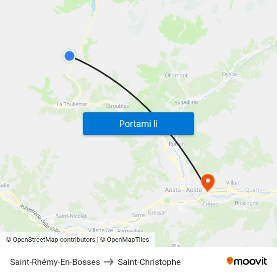 Saint-Rhémy-En-Bosses to Saint-Christophe map