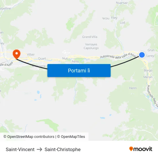 Saint-Vincent to Saint-Christophe map
