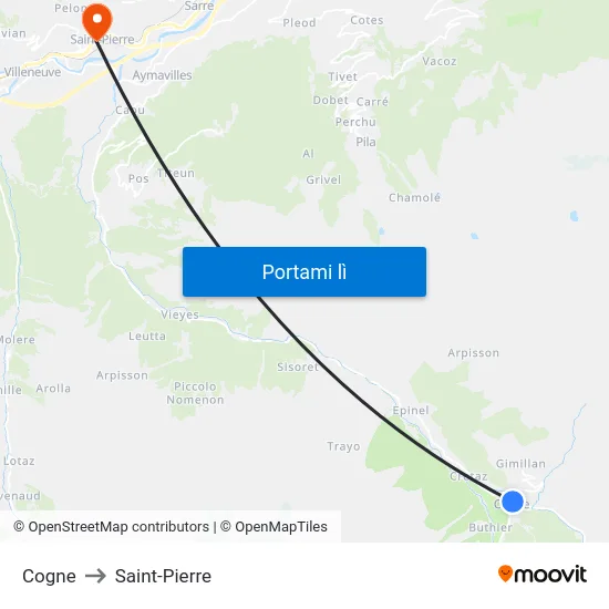 Cogne to Saint-Pierre map
