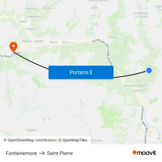 Fontainemore to Saint-Pierre map