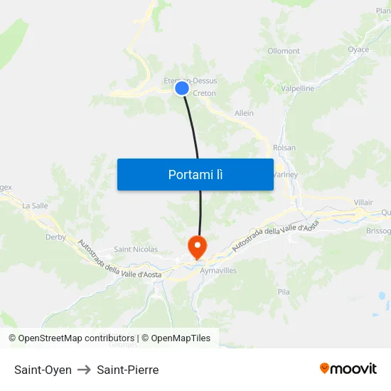 Saint-Oyen to Saint-Pierre map