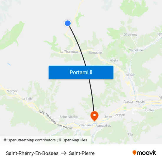 Saint-Rhémy-En-Bosses to Saint-Pierre map