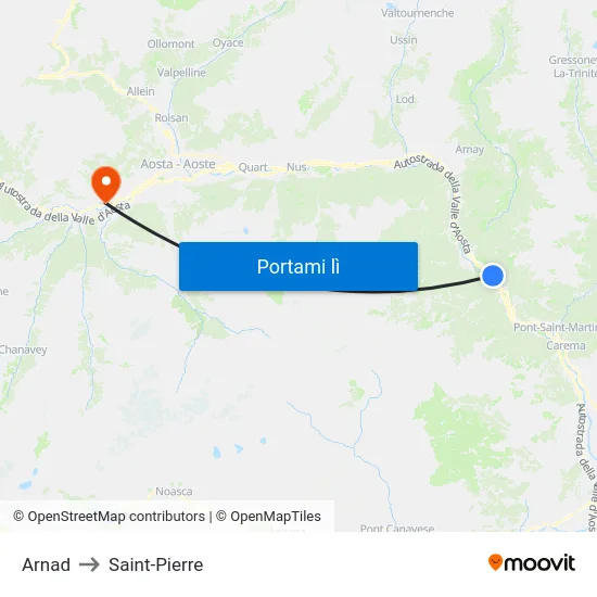 Arnad to Saint-Pierre map