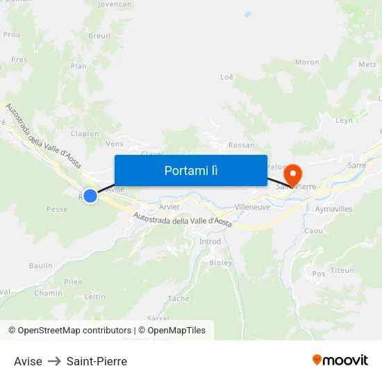 Avise to Saint-Pierre map