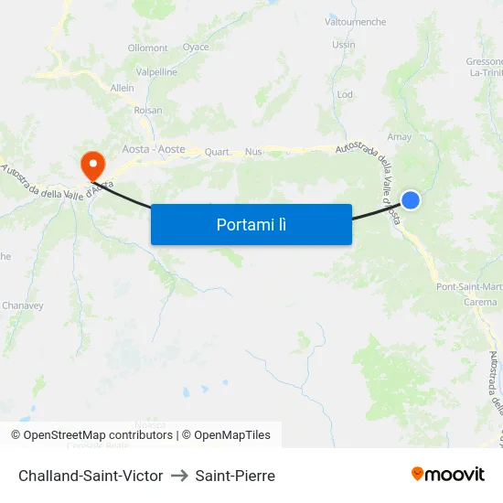 Challand-Saint-Victor to Saint-Pierre map