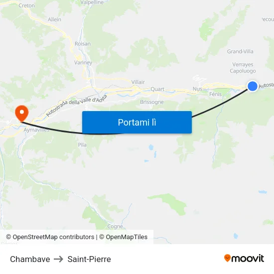 Chambave to Saint-Pierre map