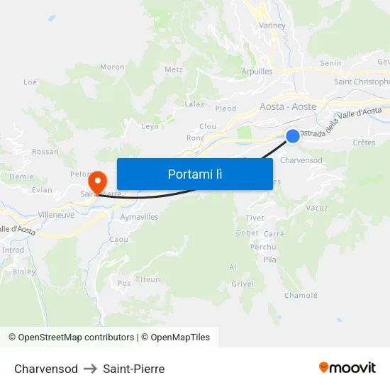 Charvensod to Saint-Pierre map