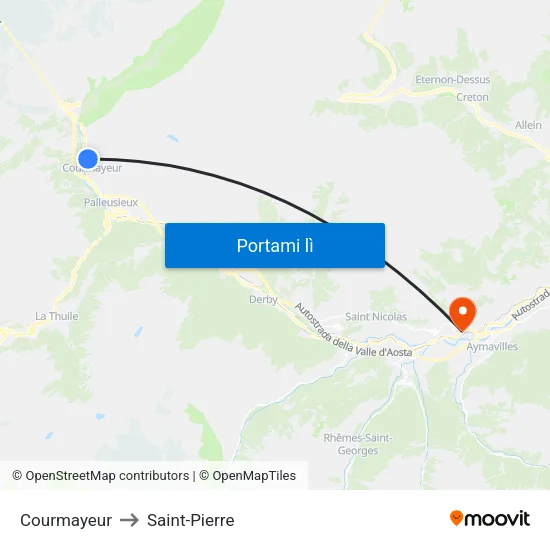 Courmayeur to Saint-Pierre map