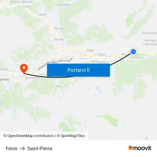 Fénis to Saint-Pierre map