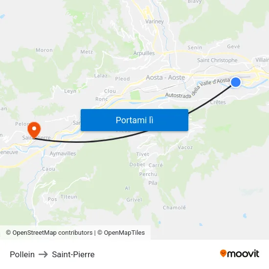 Pollein to Saint-Pierre map