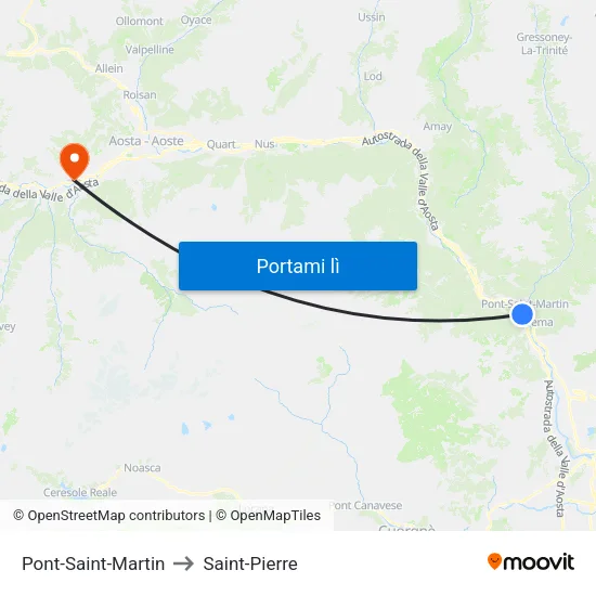 Pont-Saint-Martin to Saint-Pierre map