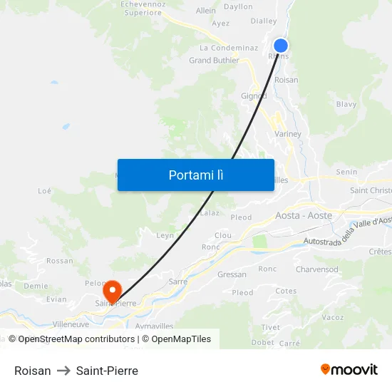 Roisan to Saint-Pierre map