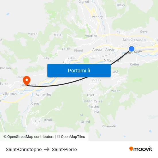 Saint-Christophe to Saint-Pierre map