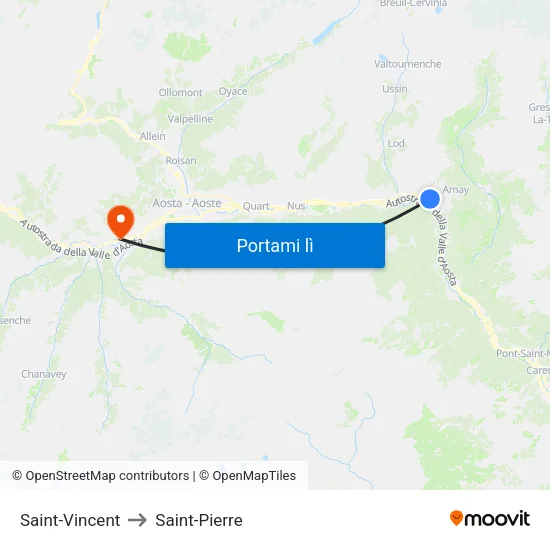 Saint-Vincent to Saint-Pierre map