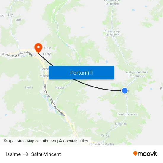 Issime to Saint-Vincent map