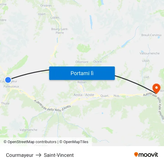 Courmayeur to Saint-Vincent map
