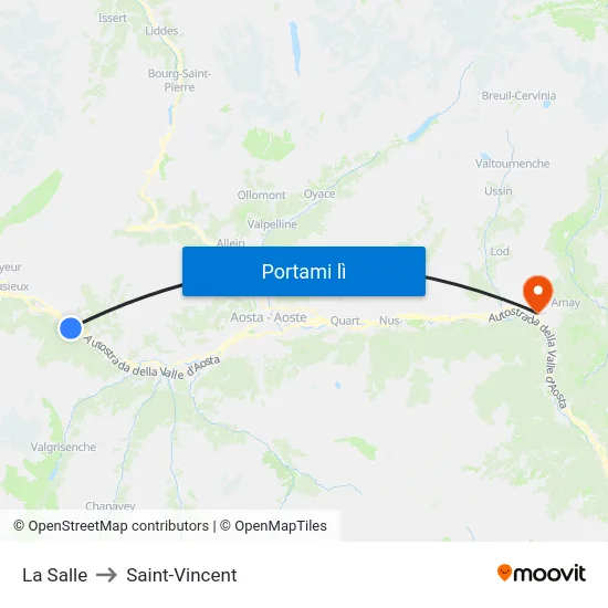 La Salle to Saint-Vincent map