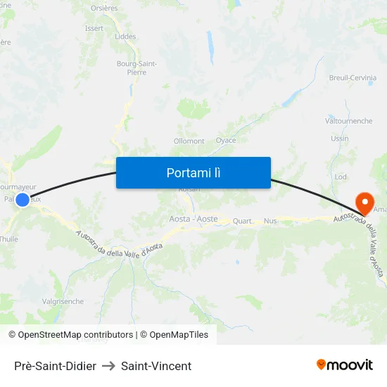 Prè-Saint-Didier to Saint-Vincent map