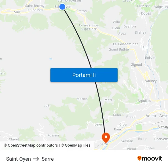 Saint-Oyen to Sarre map