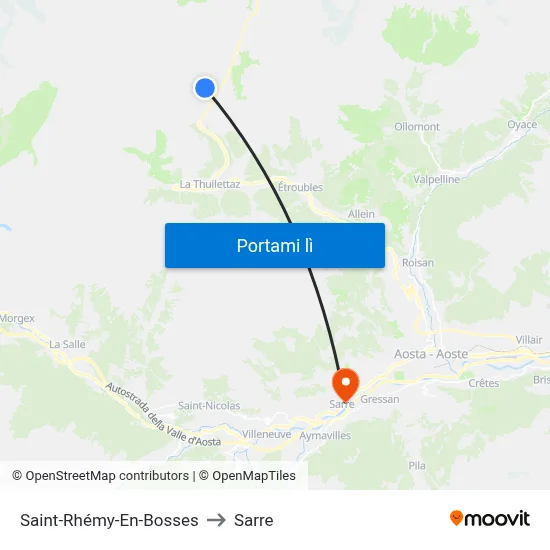 Saint-Rhémy-En-Bosses to Sarre map