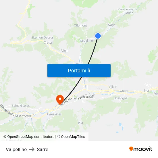 Valpelline to Sarre map