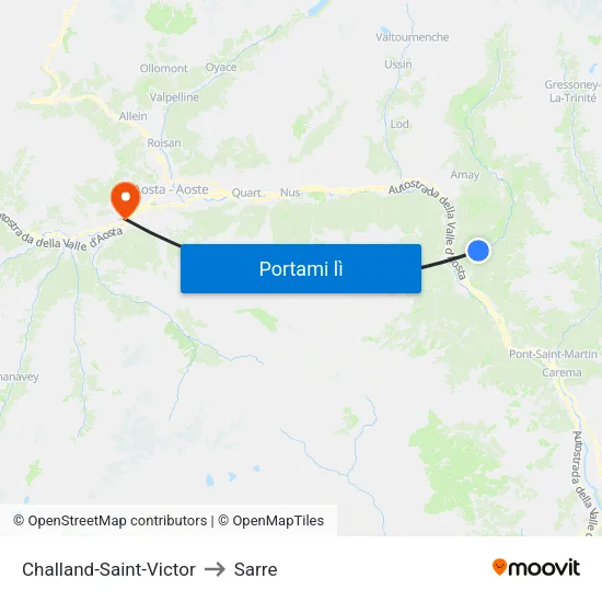 Challand-Saint-Victor to Sarre map