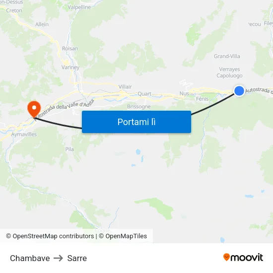 Chambave to Sarre map