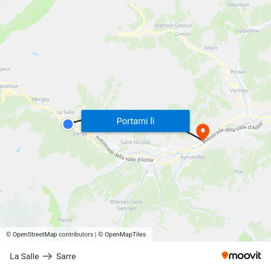 La Salle to Sarre map