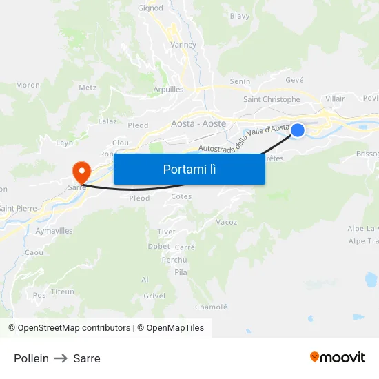 Pollein to Sarre map